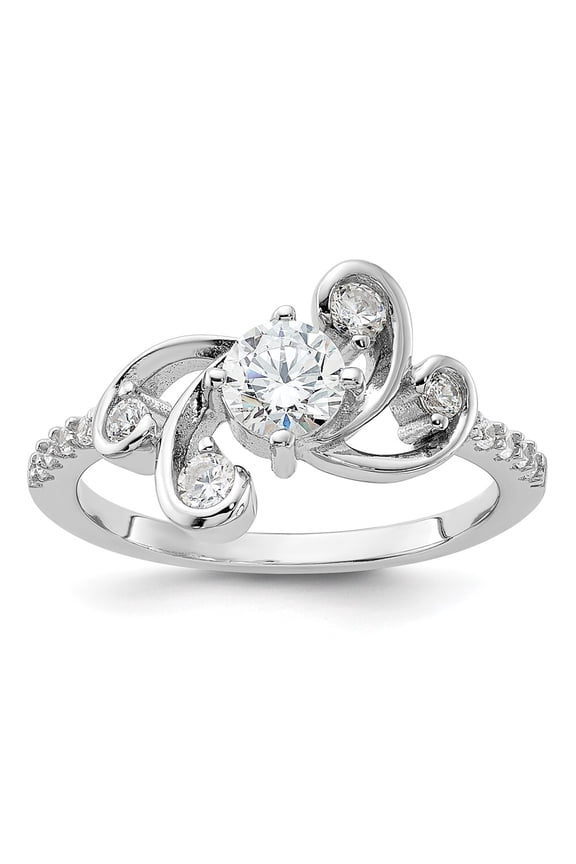 Pure Fire Sterling Silver Rhod-plated Fancy CZ Ring