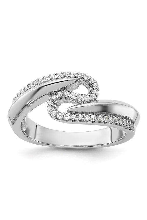 Pure Fire Sterling Silver Rhodium-plated Fancy CZ Ring