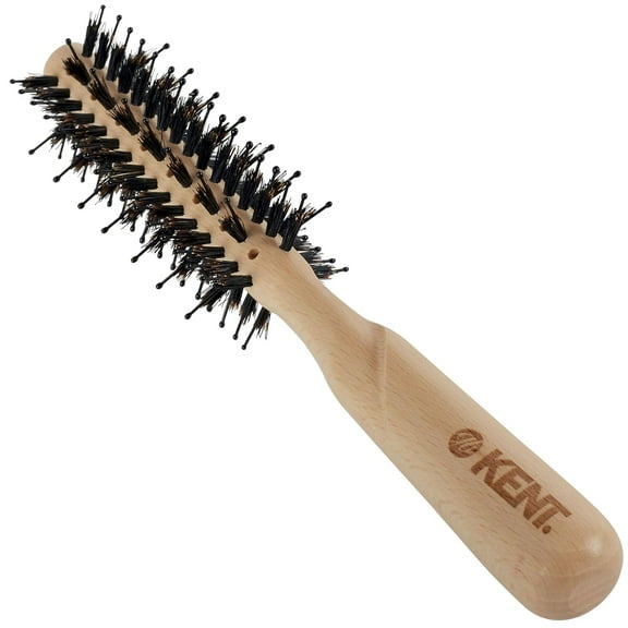 Kent LPF4 Pure Flow Small Vented Round Brush for Blow Drying - FSC Certified Beech Wood Brush Filled with Natural Boar Bristle and Nylon Bristle Hair Brush - Round Hair Brush for Blow Drying and Lift
