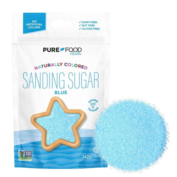 Pure Food Dye Free GGA1 Blue Sanding Sugar, 5 oz | Naturally Colored Decorating Sugar Sprinkles | Colored Sugar | Great for Baking and Decorating