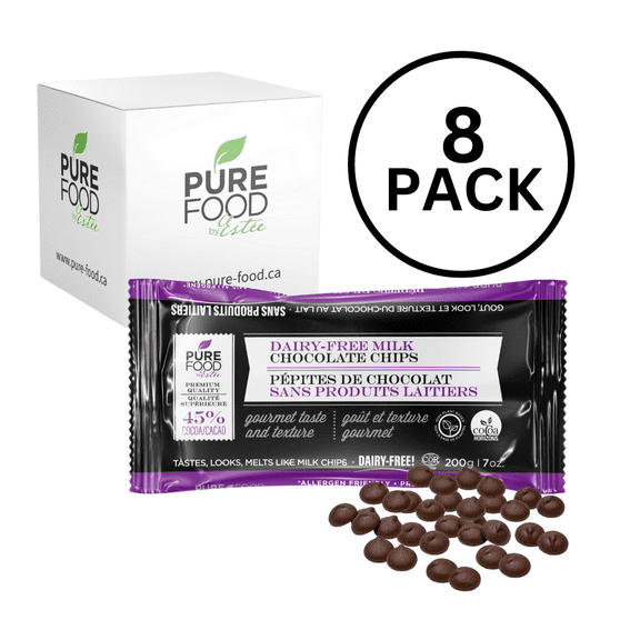 Pure Food by Estee Milk-Free Milk Chocolate Chips Creamy Dairy-Free Delights, 8/Pack, 7oz