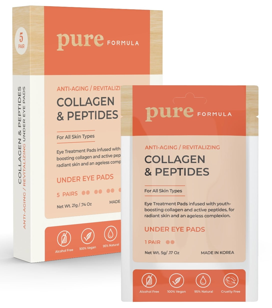 Pure Formula Collagen and Peptides Under Eye Patches Reduces Puffiness & Dark Circles, Firming