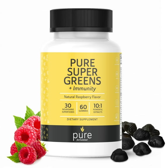 Pure Formulated - Vegan Multivitamin Gummies with Immune Health Supplements, Raspberry (Adults) - 60 Count