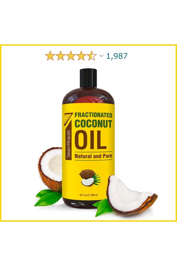 Pure Fractionated Coconut Oil - Big 32 fl oz Bottle - Non-GMO, 100% Natural by Seven Minerals
