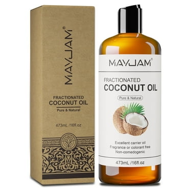 MAYJAM 16 Fl Oz Fractionated Coconut Oil, 100% Pure And Premium Grade Carrier Oil For Skin, Hair And Body, Massage And Skin Moisturizer
