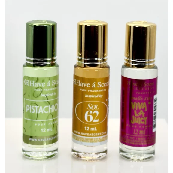 Have Scent Pure Fragrance Rollerball Oil Set, 12 ml Each | Long-Lasting Concentrated Perfume Oils | Alcohol-Free | Travel Size | Pack of 3