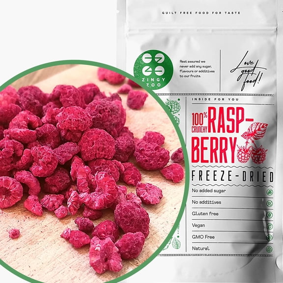 Pure Freeze Dried Raspberry Pieces | Broken Dried Raspberries | 100% Fruit Bits Instead of Raspberry Flavouring or Frozen Berry Powder | Raw Vegan Freeze Dried Raspberry Crumb | ZingyZoo