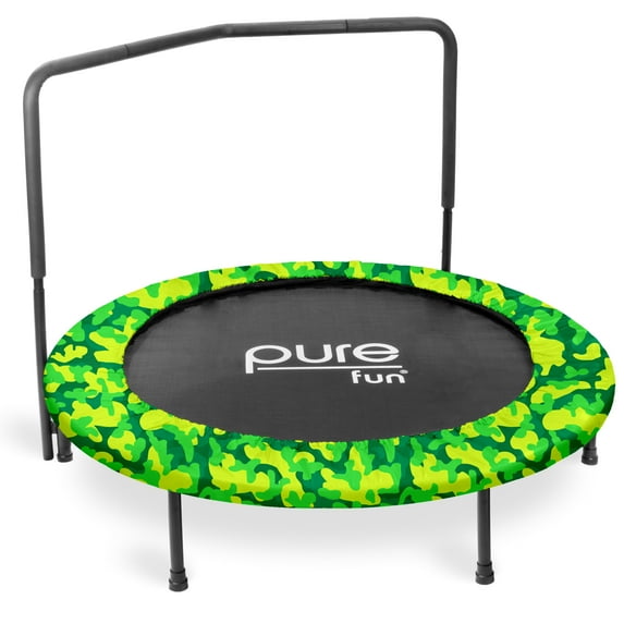 Pure Fun Super Jumper Kids 48-Inch Trampoline with Handrail, Camo