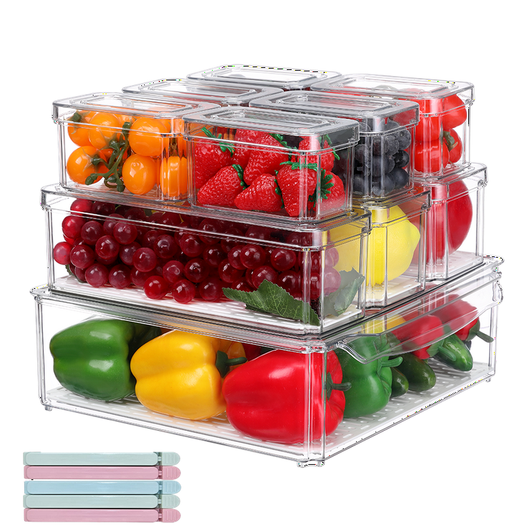 8 Pack Refrigerator Organizer Bins,Plastic Freezer Organizer Bins