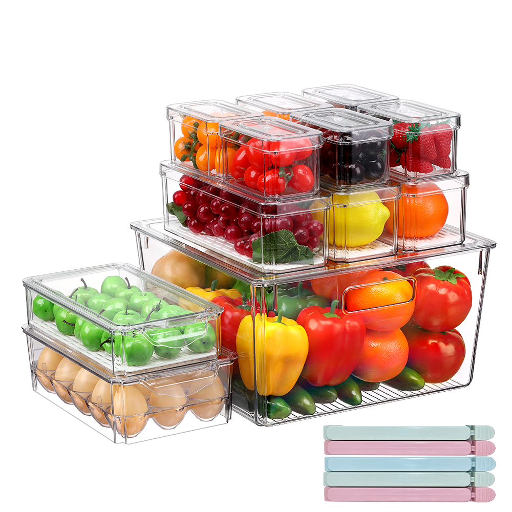 Pure Future 8 Pack Refrigerator Organizer Bins Stackable with Lids, Fridge  Organizers and Storage Clear, BPA Free, Fridge Storage Containers for Fruit