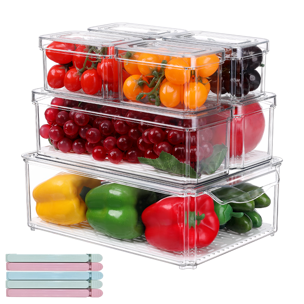 Yipaga Refrigerator Organizer Bins with lids-10pcs BPA Free Fridge Organizer, Stackable Clear Plastic Storage Bins for Fridge