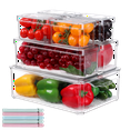 thumbnail image 1 of Pure Future 7 Pcs Refrigerator Organizer Bins with Lids, BPA-Free, Stackable Plastic Fridge Storage, 1 of 7