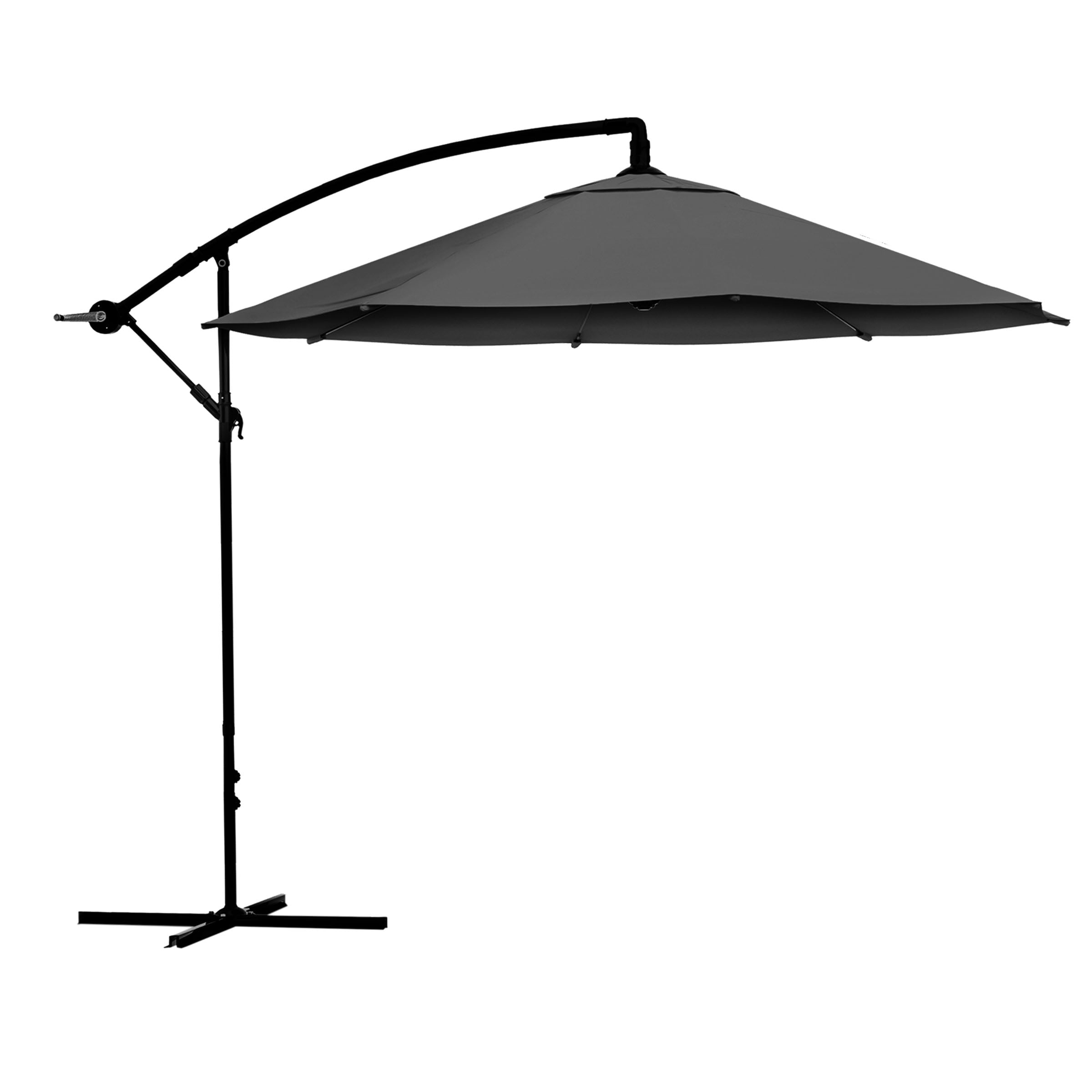 10-Foot Gray Aluminum Cantilever Patio Umbrella with Crank Lift