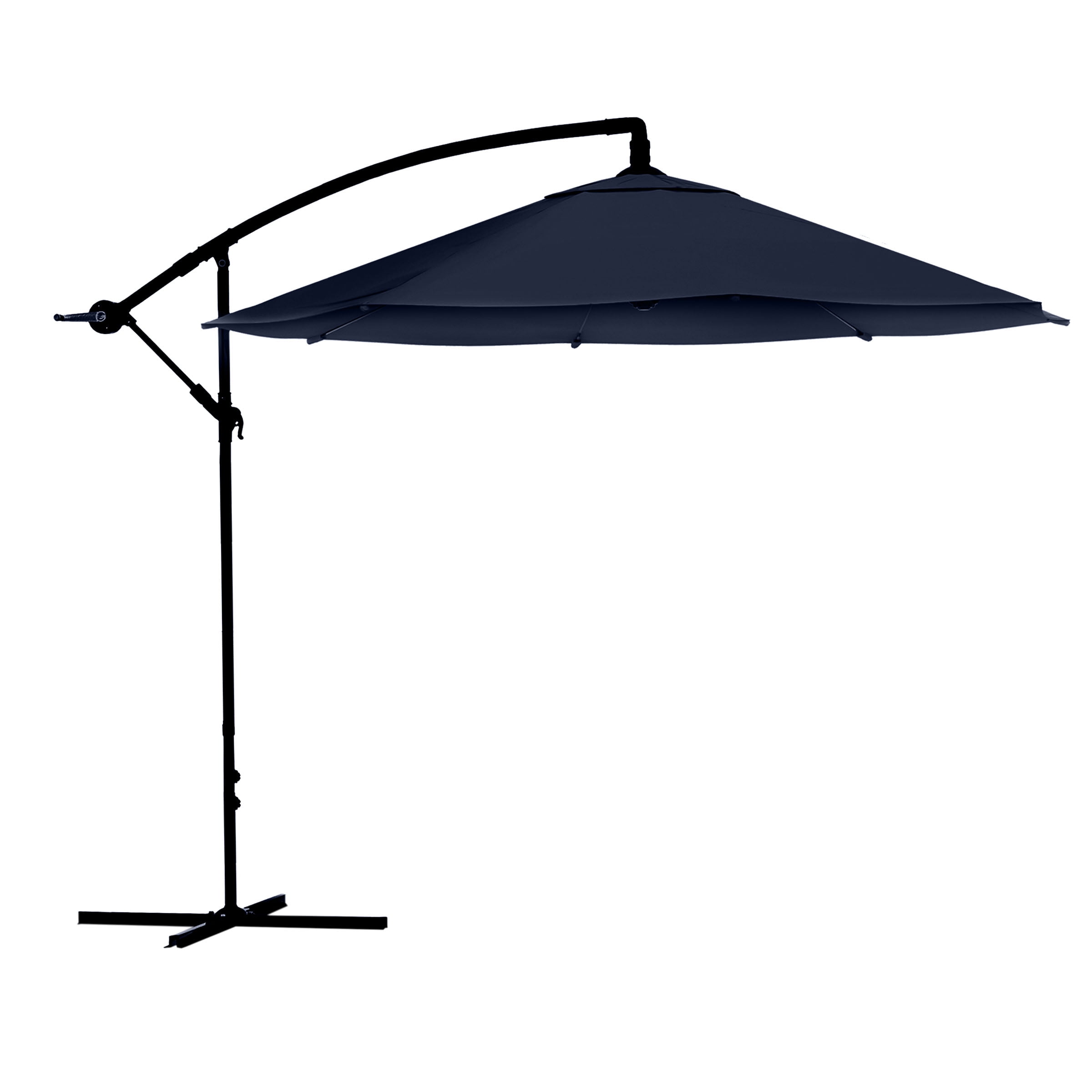 Navy Blue 10-Foot Offset Cantilever Patio Umbrella with Aluminum Pole