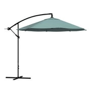 Pure Garden 10-ft Patio Umbrella – Offset Sun Shade with Base, Dusty Green