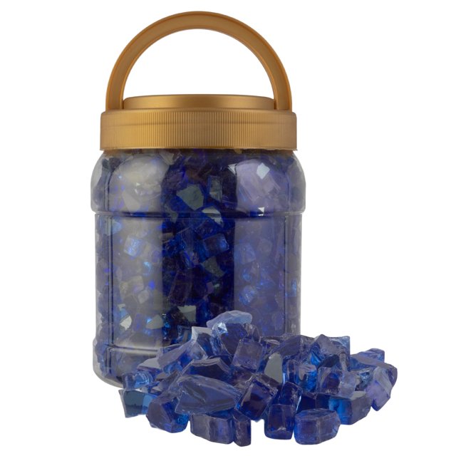 Pure Garden 10lb Fire Pit Glass Rocks, Cobalt Blue