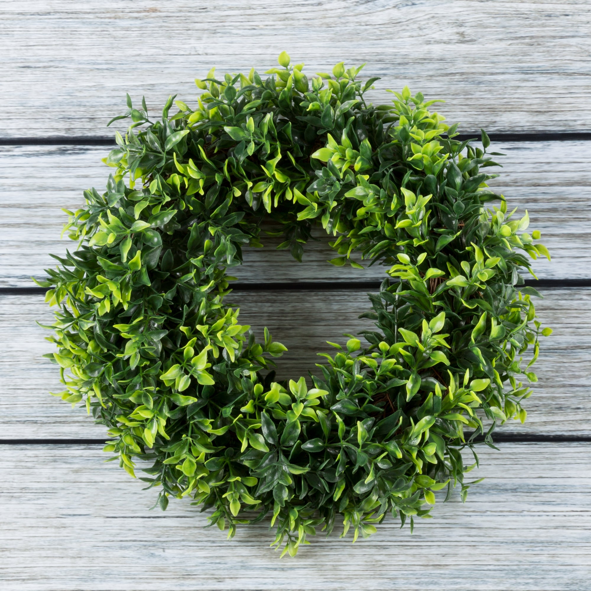Pure Garden 11.5-inch Artificial Opal Basil Leaf Wreath for Front Door and Entryway Decor