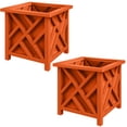 thumbnail image 1 of Pure Garden 15.5-Inch Outdoor Lattice Planter Box Plant Pot 2-Pack, Terracotta, 1 of 9