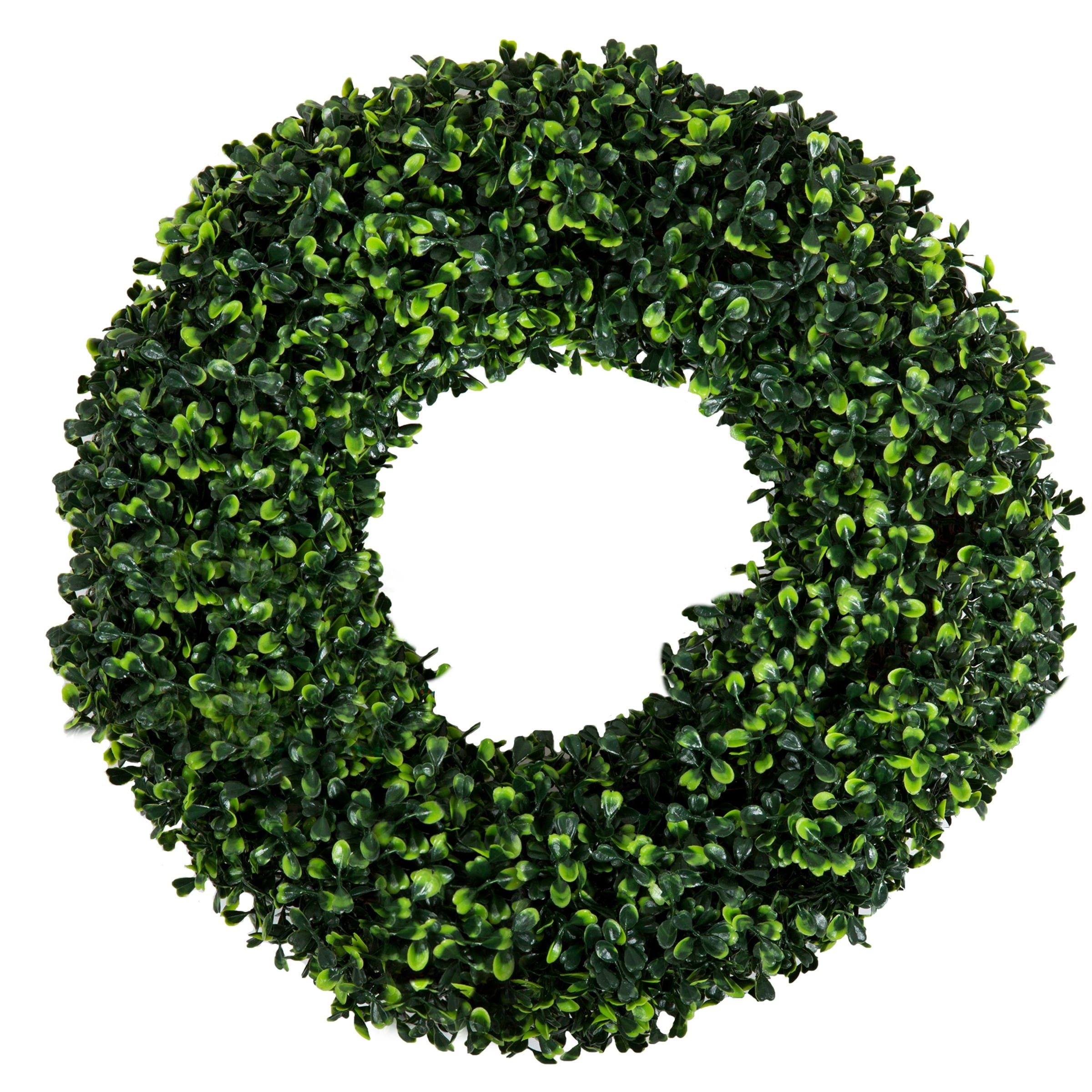 Pure Garden 16.5-Inch Indoor/Outdoor Artificial Greenery Boxwood Wreath for Frontdoor, Spring/Summer Decor, (Round, Green)