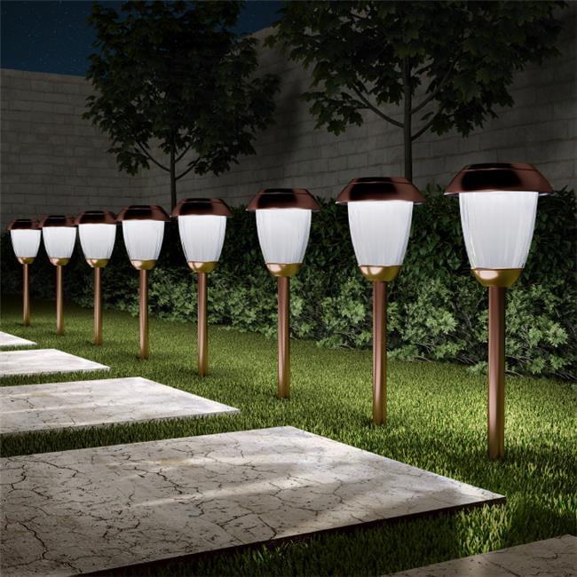 Solar Powered Lights (Set of 4)- LED Outdoor Stake Spotlight Fixture for Gardens, Pathways, and Patios by Pure Garden-Copper Solar Powered Lights (Set of 4)- LED Outdoor Stake Spotlight Fixture for Gardens, Pathways, and Patios by Pure Garden-Copper