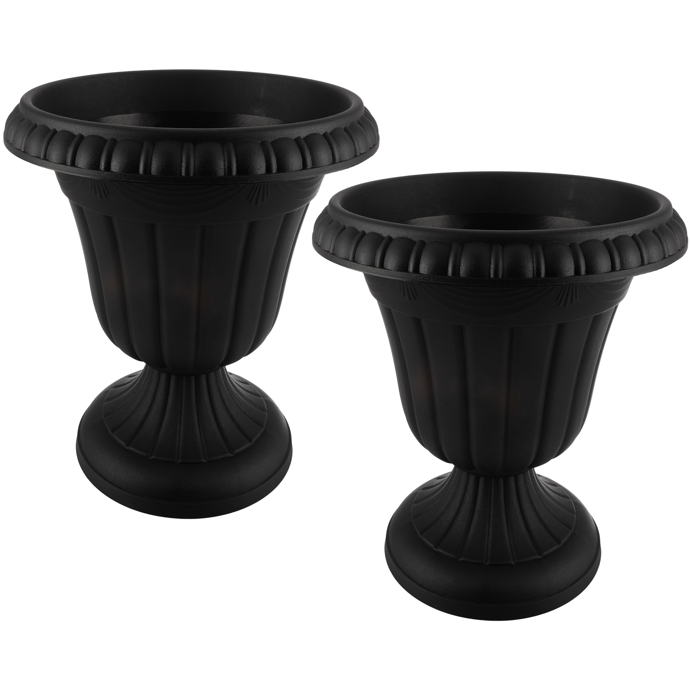 Black 16x18-Inch Recycled Plastic Urn Planter Set