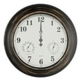 thumbnail image 1 of Pure Garden 18in Waterproof Indoor Outdoor Clock Thermometer Combo, Bronze, 1 of 9