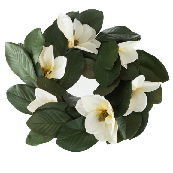 Pure Garden 24-inch Artificial Magnolia Wreath for Indoors of Covered Patio