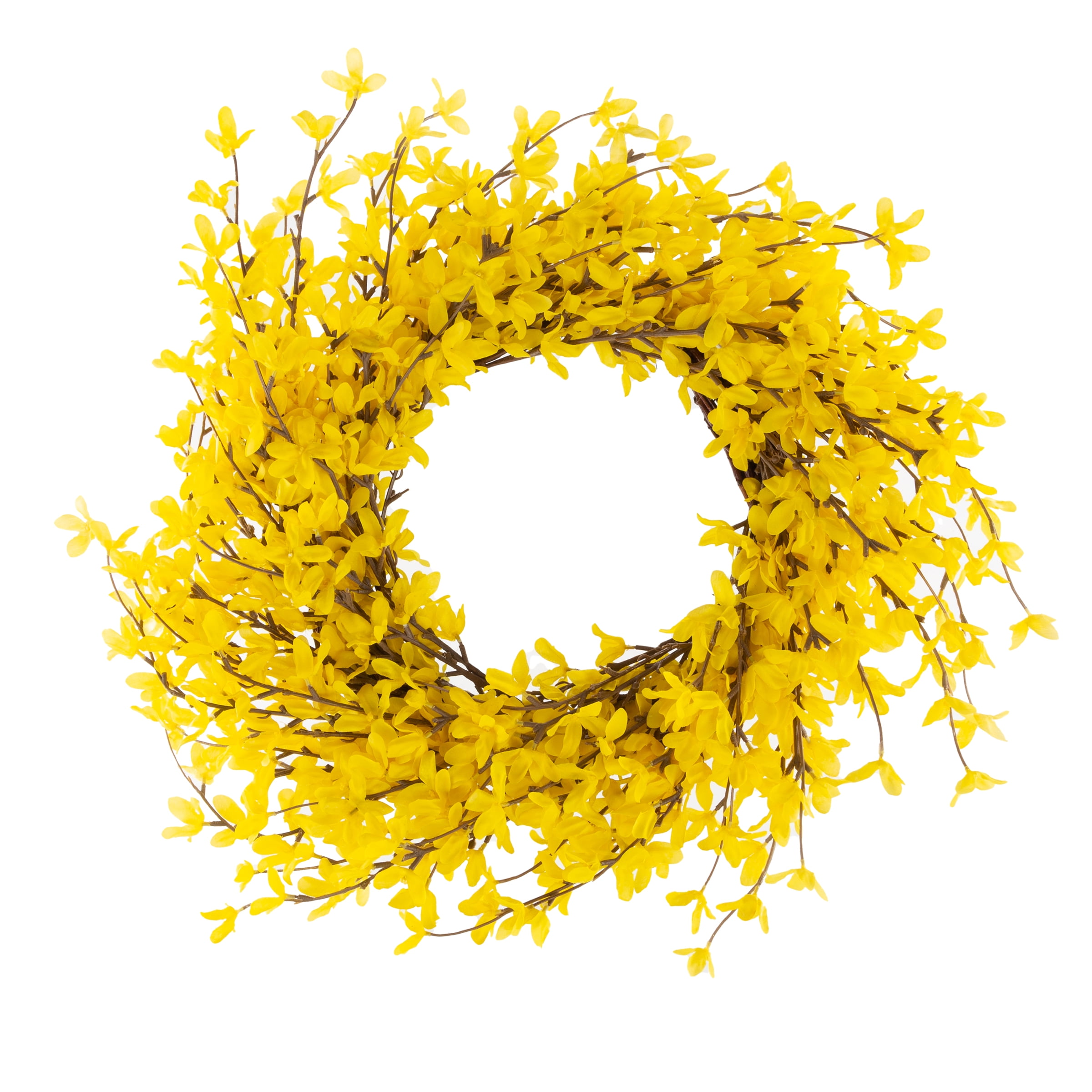 Pure Garden, 24-Inch Artificial Yellow Forsythia Wreath, Home