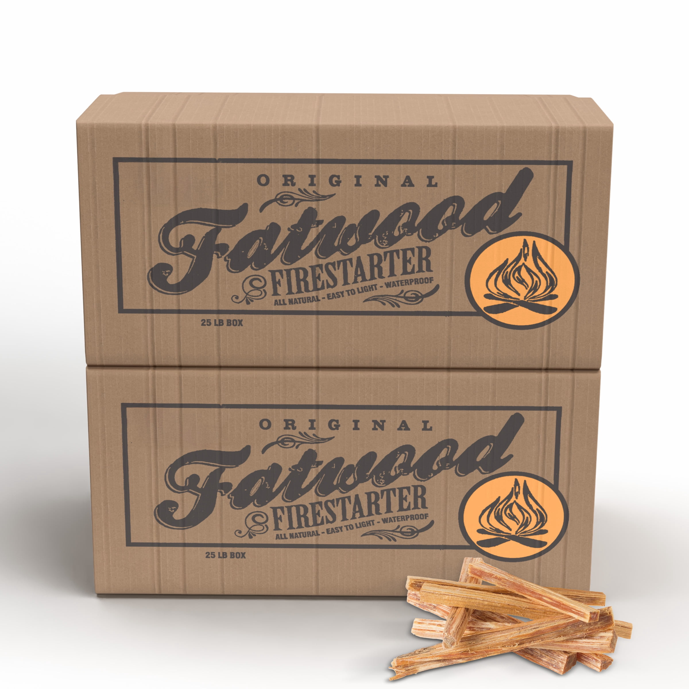 Pure Garden 25lb Box Fatwood Pine Wood Fire Sticks 2-Pack - Indoor or Outdoor Fire Starters