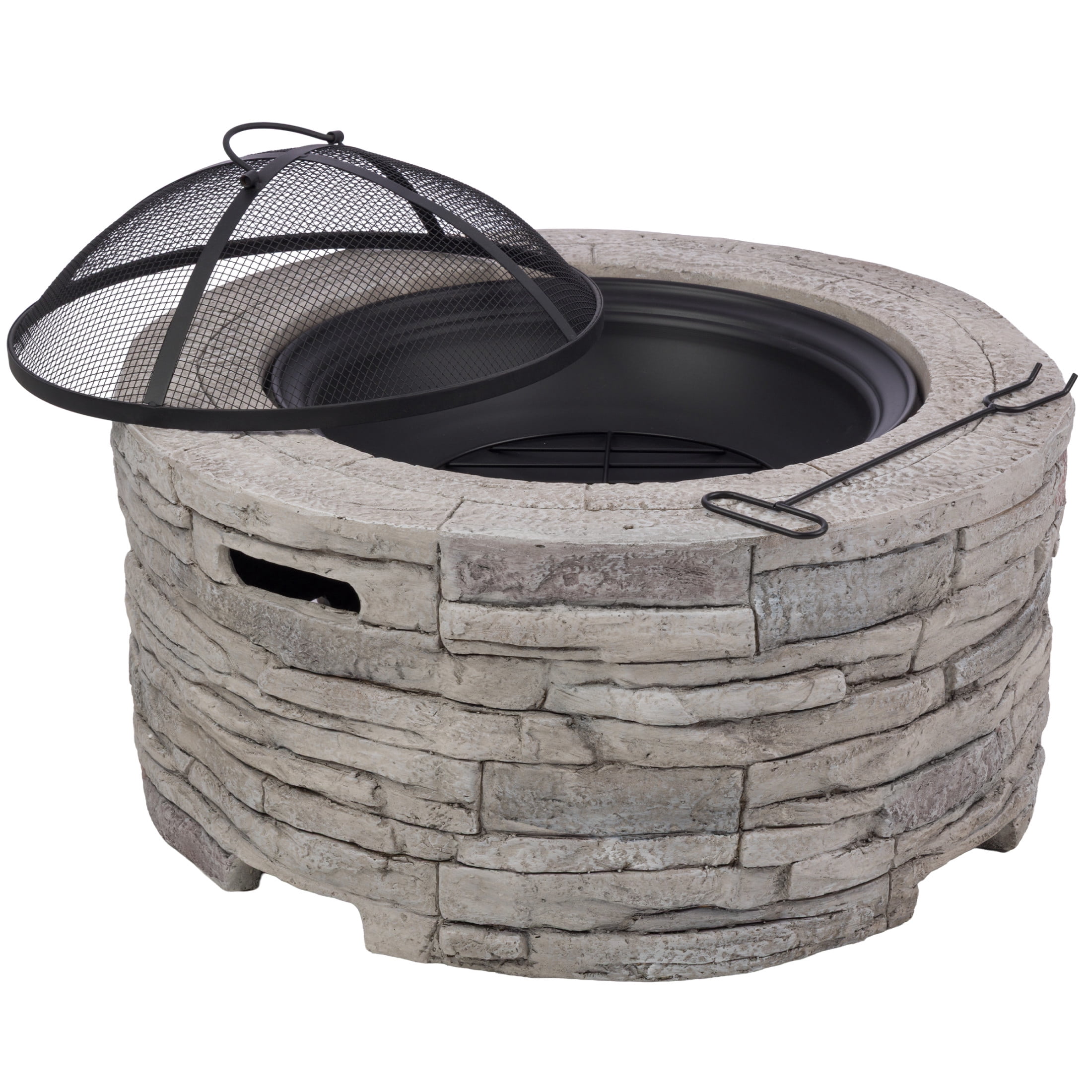 Awsome Fire Pit Pure Garden 27.56” Outdoor Fire Pit with Faux Brick Look - Outdoor ...