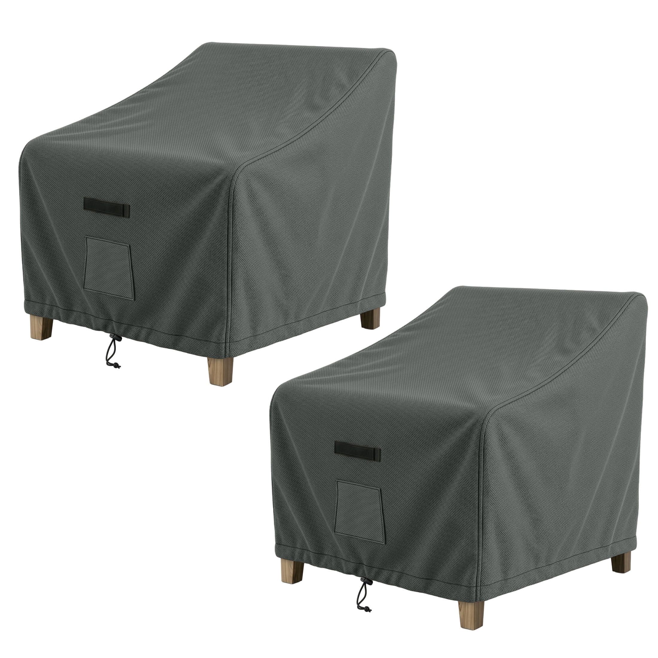 Pure Garden 35x38x34in Waterproof Deep Single Seat Outdoor Chair Covers 2-Pack, Gray