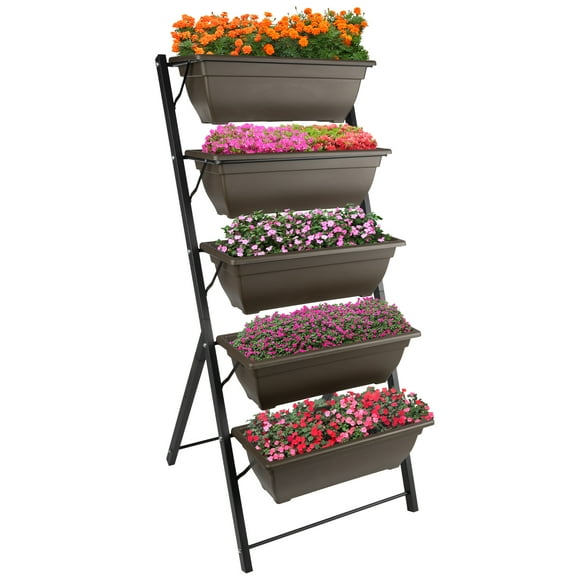 Pure Garden 5 Tier Vertical Planter Raised Garden Beds, Brown