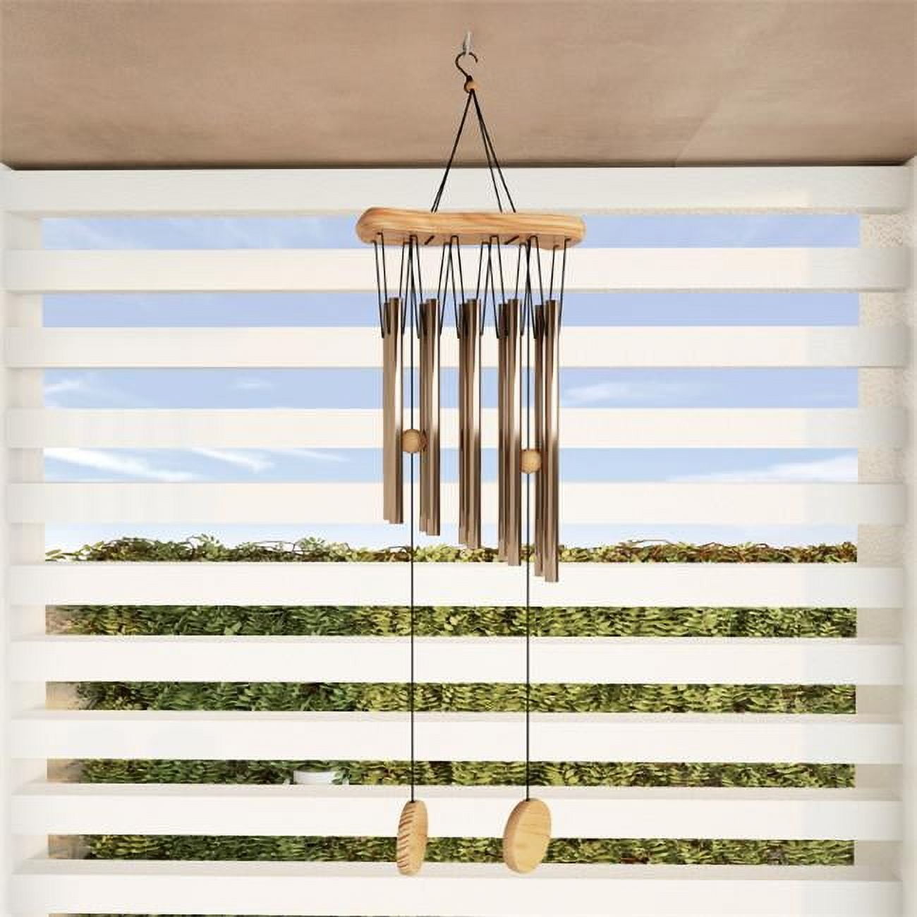 Pure Garden 50-LG1050 Metal & Wood Wind Chime-34.5 in. Tuned Metal Wind Chimes with Bronze Finish