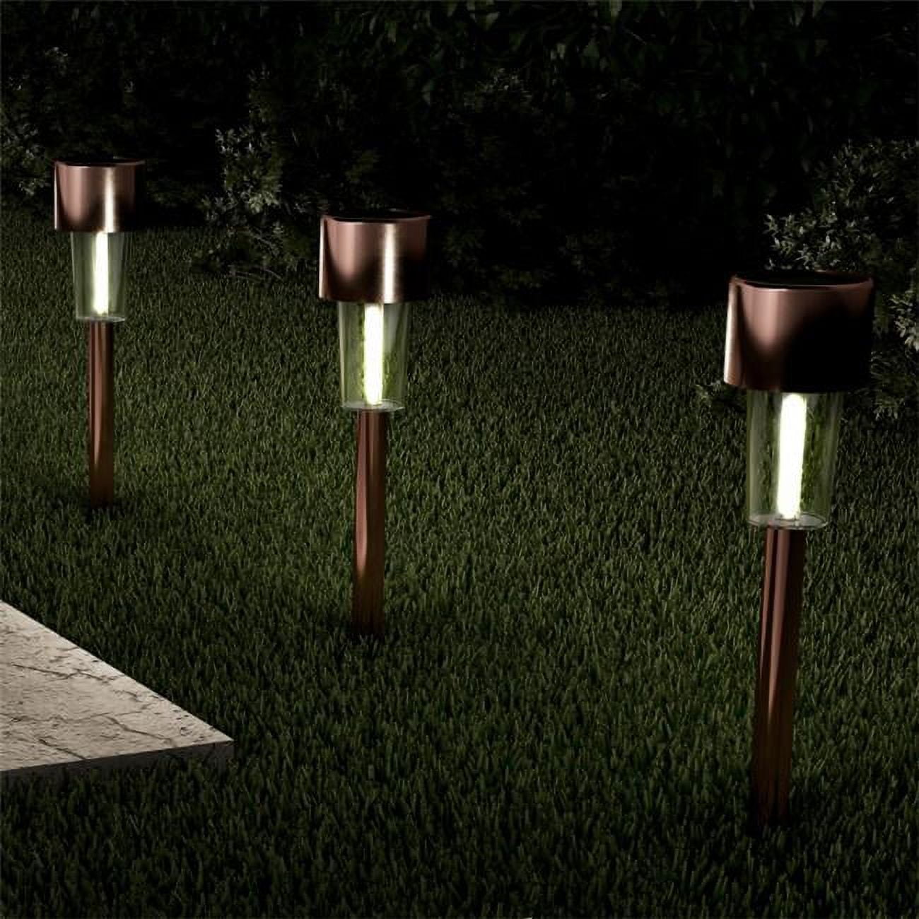 Bronze Stainless Steel Solar LED Pathway Lights, Set of 12
