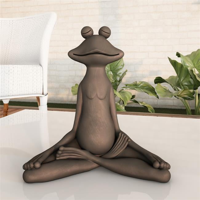 Brushed Bronze Meditating Frog Resin Garden Statue
