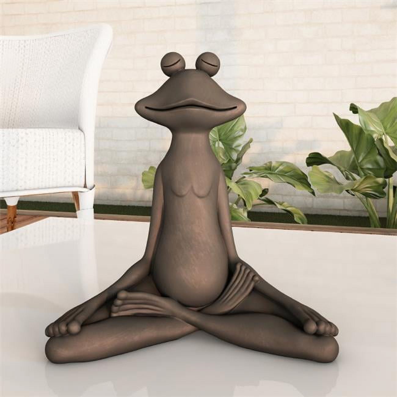 Brushed Bronze Meditating Frog Resin Garden Statue