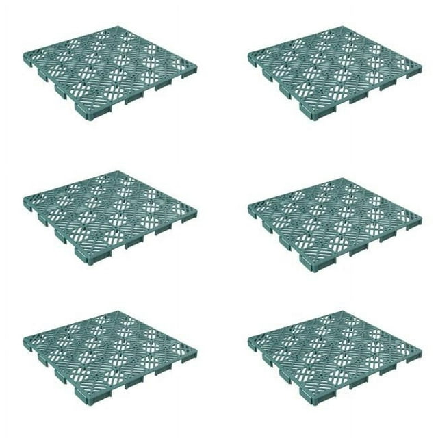 Pure Garden 50-LG1170 Patio & Deck Tiles-Interlocking Diamond Pattern Outdoor Flooring Pavers - Green - Set of 6