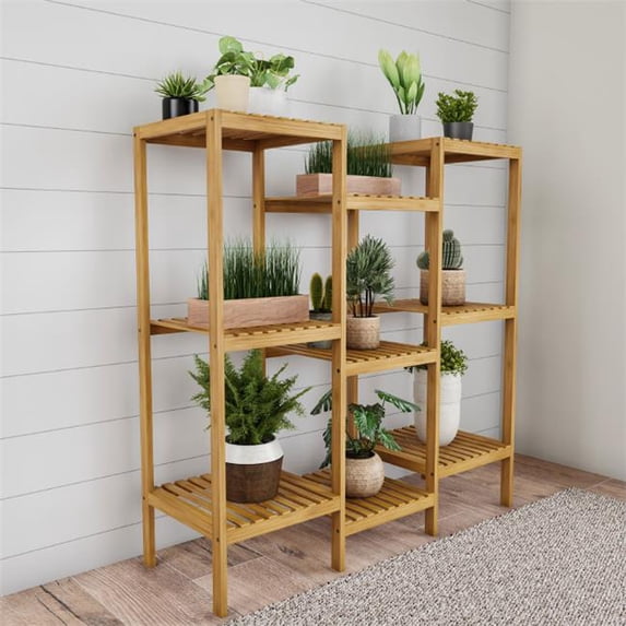 Pure Garden 50-LG5004 Multi-Level Plant Stand, Natural Wood - Walmart.com