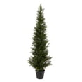 thumbnail image 1 of Pure Garden 5ft Artificial Cedar Topiary Trees - Potted Indoor or Outdoor Plastic Tree in Pot, 1 of 7