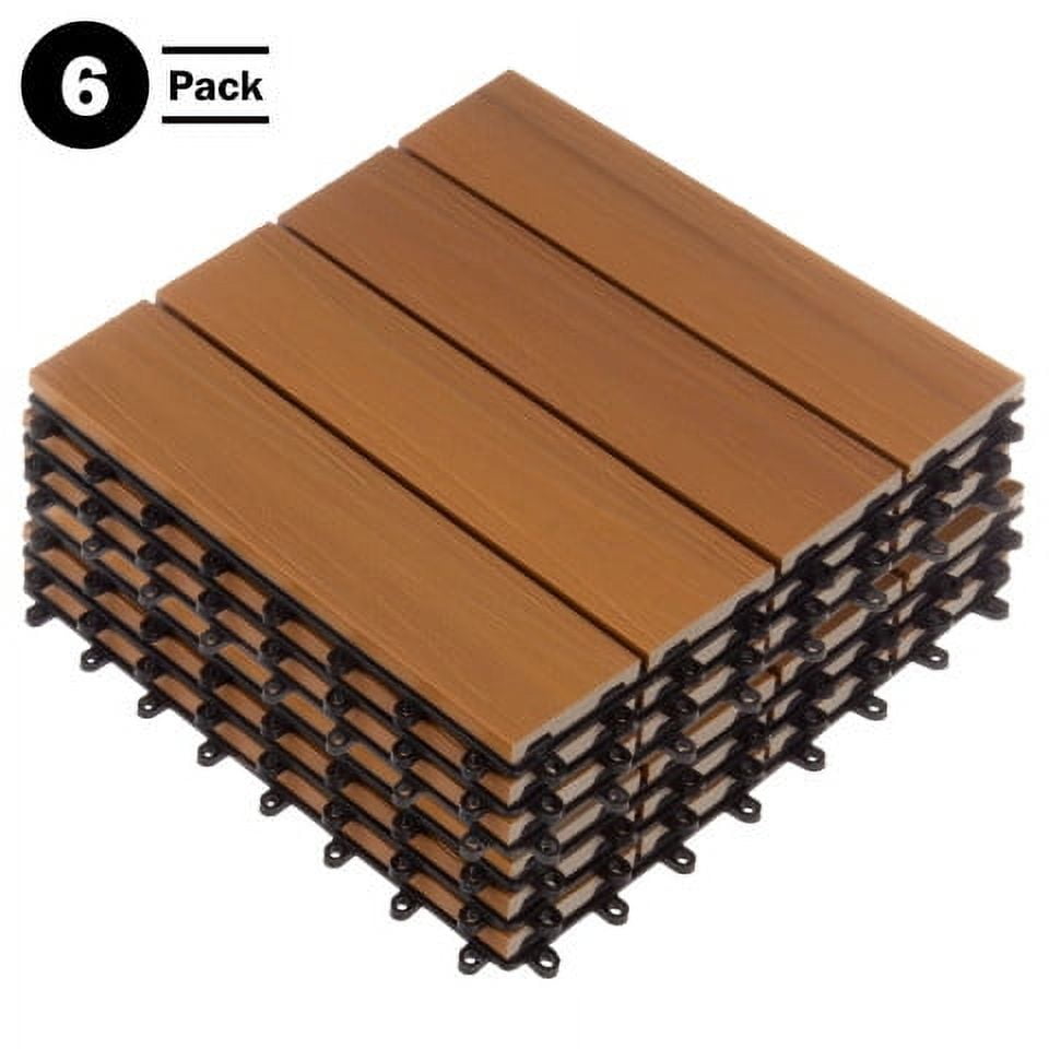 Brown Woodgrain Composite Interlocking Outdoor Deck Tiles - 11.63" x 11.63"