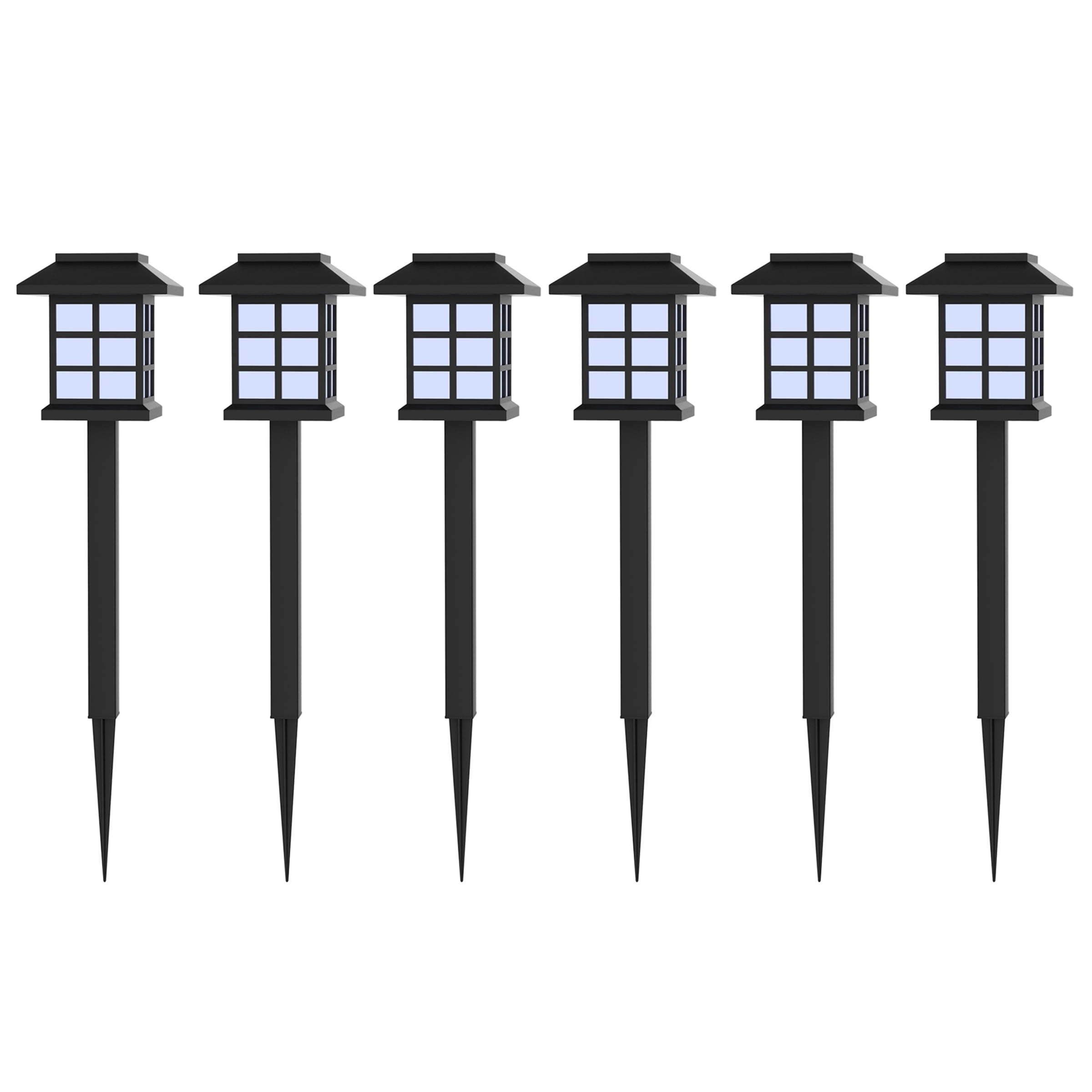 Black Matte Solar LED Pathway Lights Set of 6