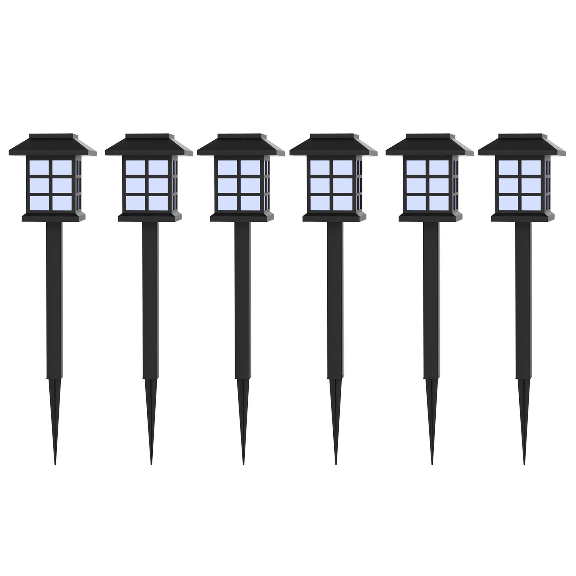 Pure Garden 6-Pack Solar Outdoor Lights Weather-Resistant Landscape Pathway Set for Yard, Black