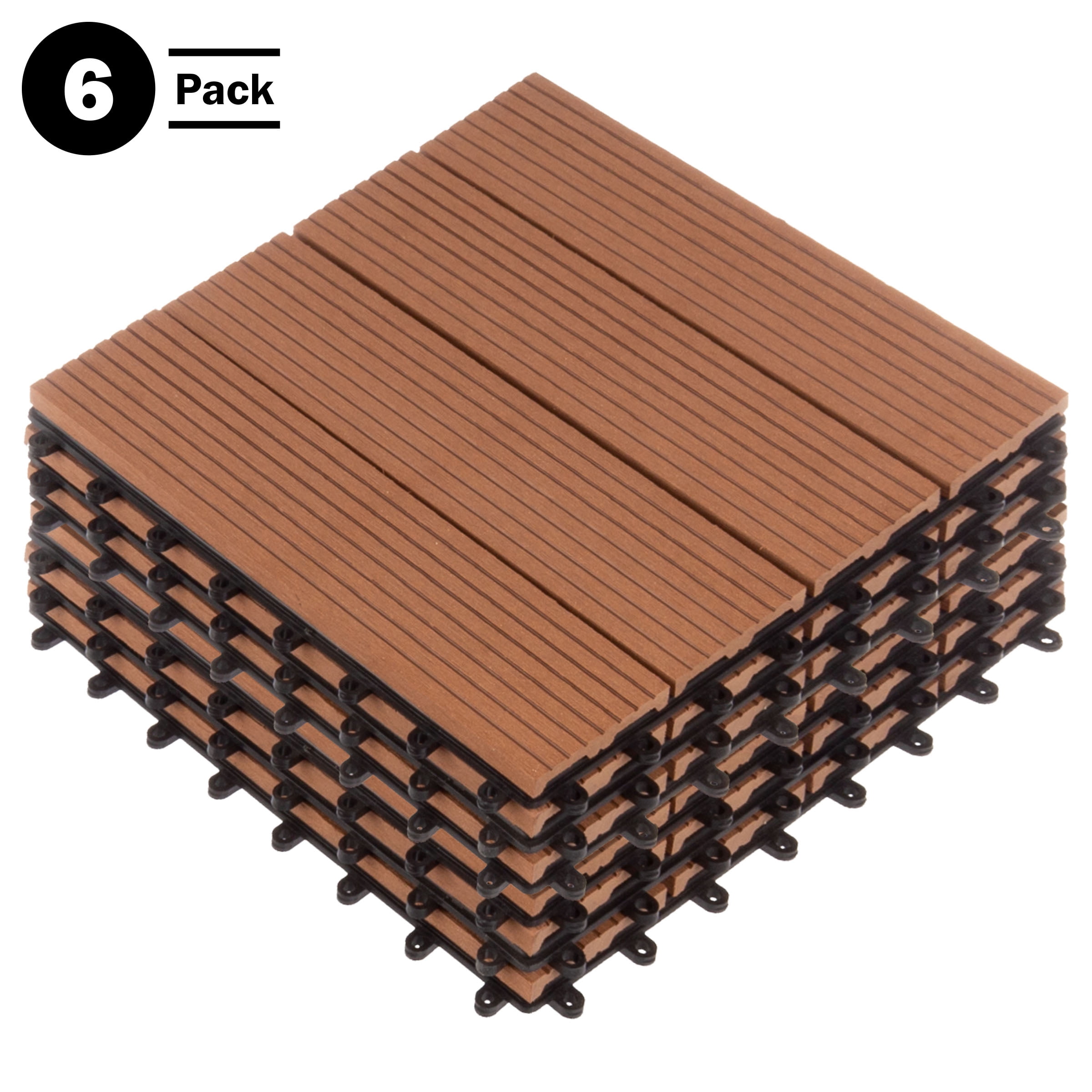 Brown Wood Plastic Composite Interlocking Deck Tiles with Water Protection