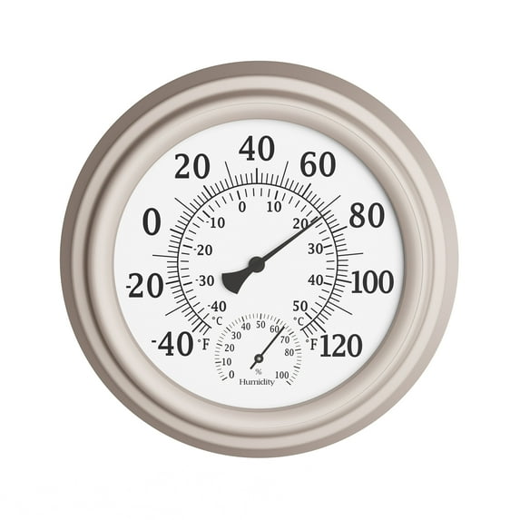 Pure Garden 8-inch Indoor/Outdoor Wall Thermometer and Hygrometer (Silver) 8"x2"