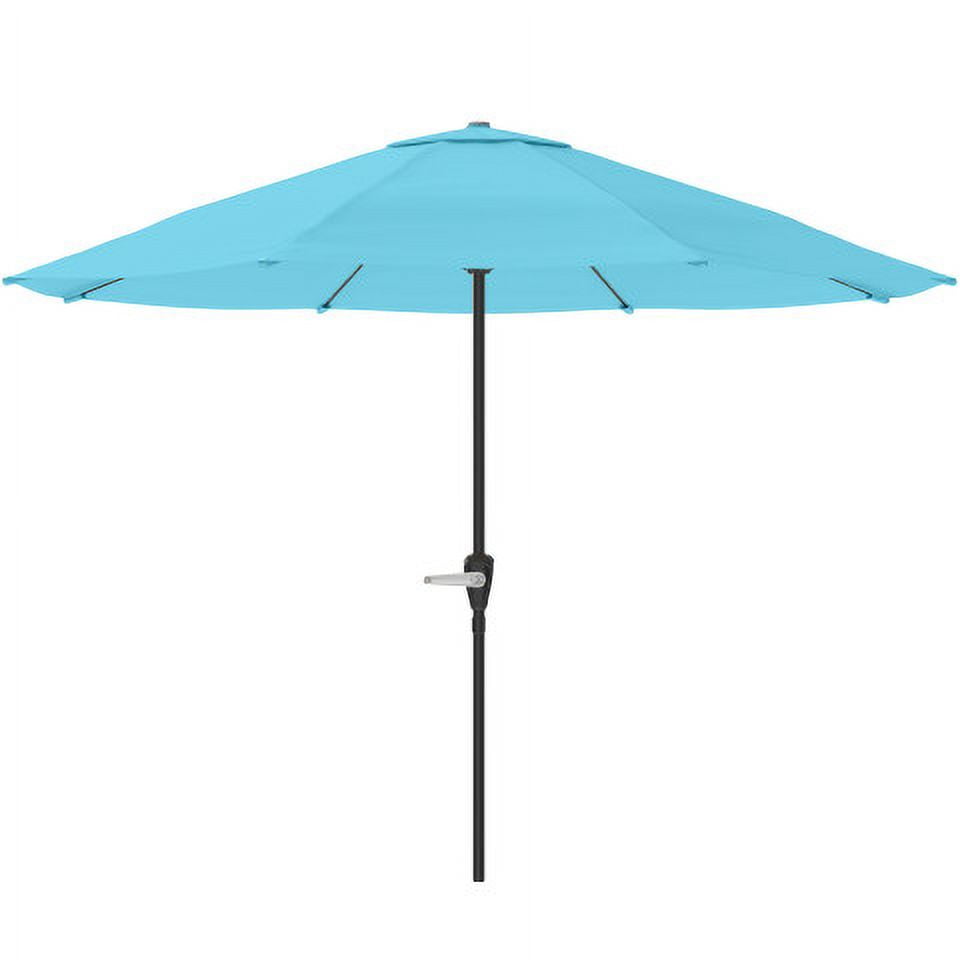 9-Foot Blue Polyester Market Patio Umbrella with Crank and Tilt