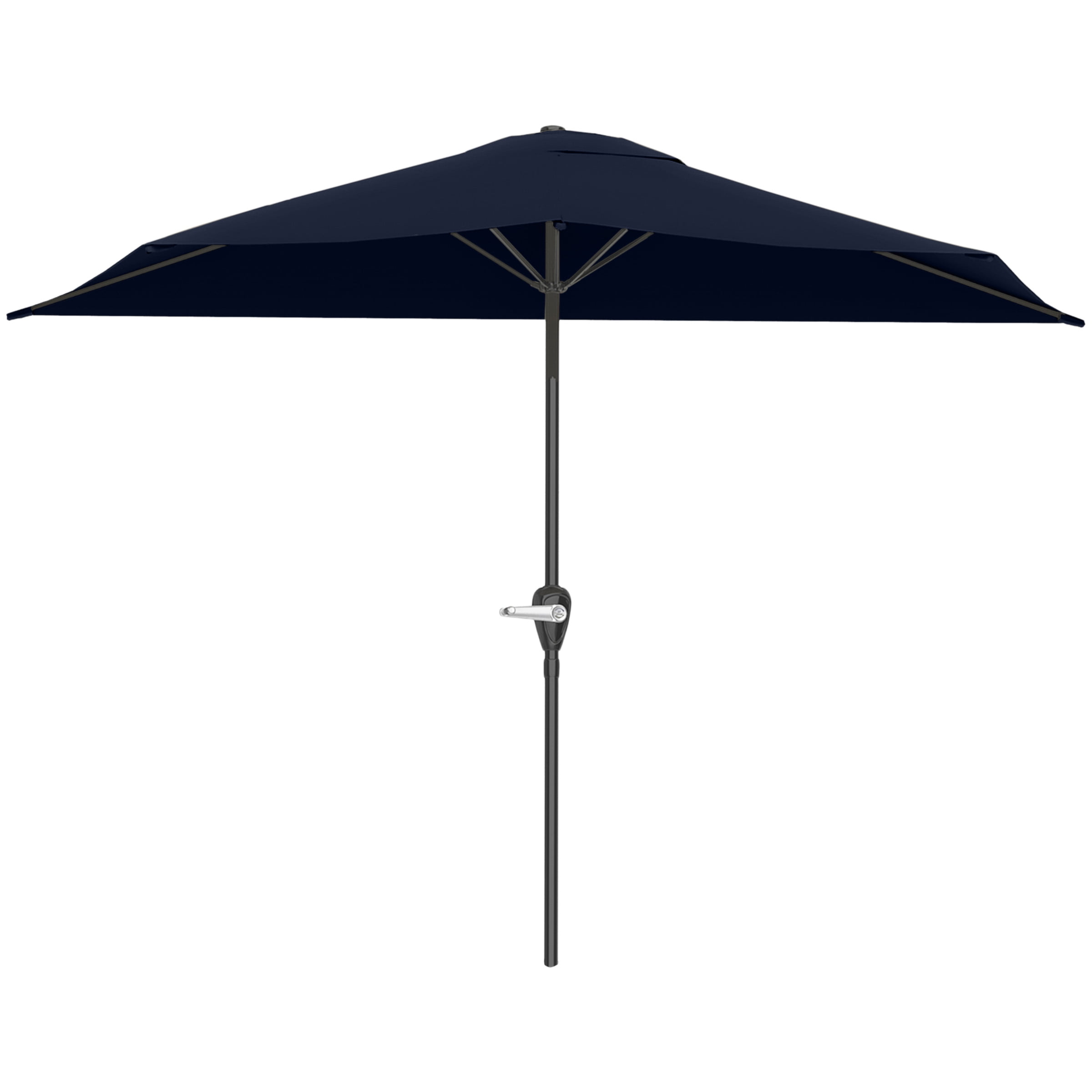 Navy Blue 9ft Half Round Steel Patio Umbrella