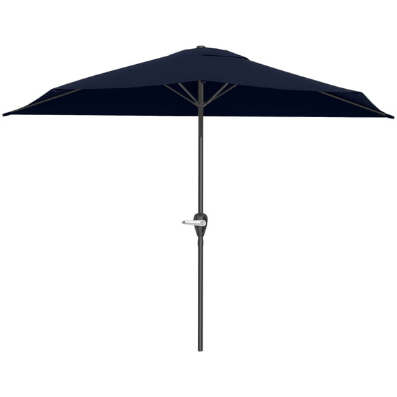 Pure Garden 9ft Half Umbrella for Balcony, Porch, or Deck, Navy Blue