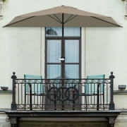 Pure Garden 9ft Half Umbrella for Balcony, Porch, or Deck, Sand