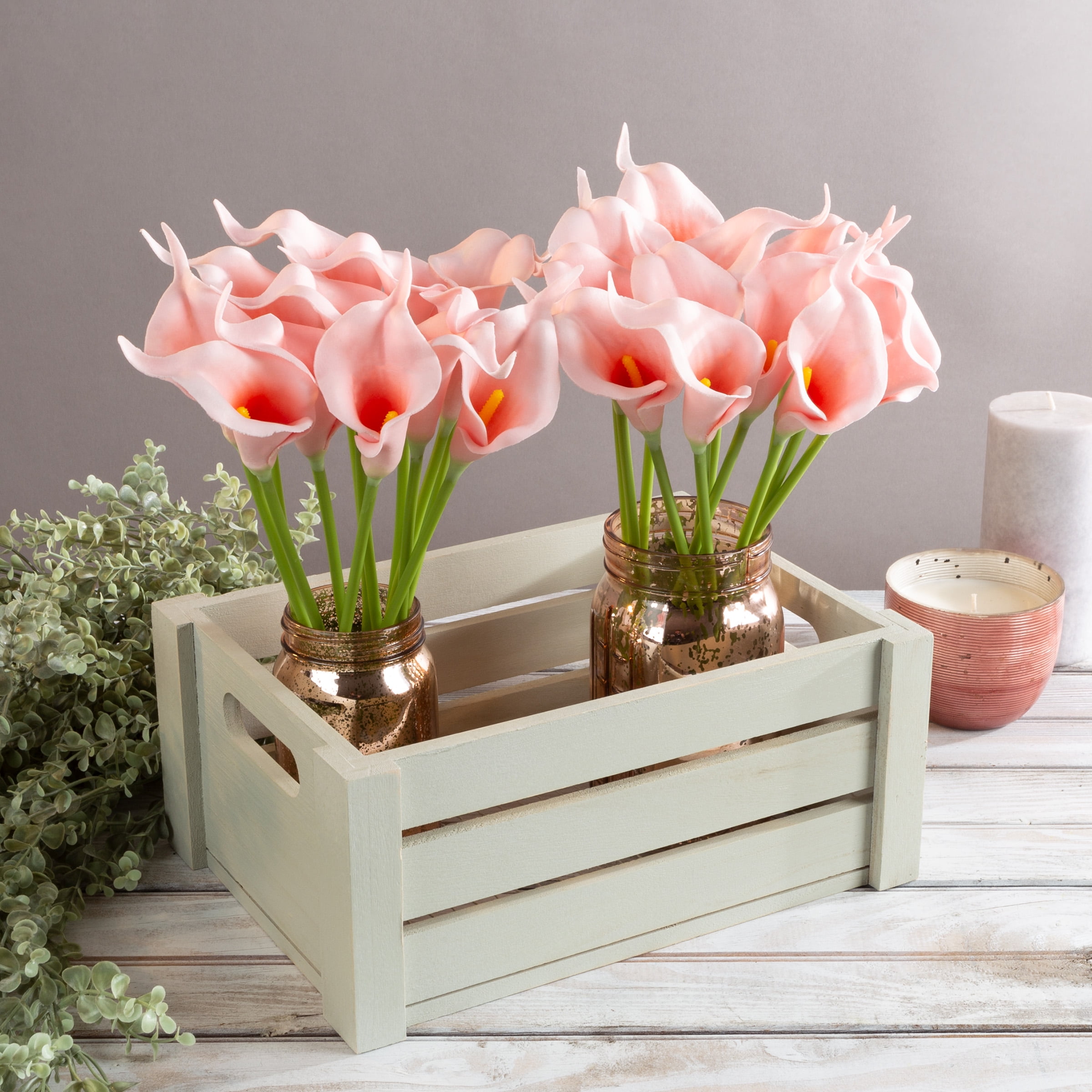 Pure Garden Artificial Calla-Lily with Stems - Real Touch Fake Flowers - 24 Pc Set (Pink)