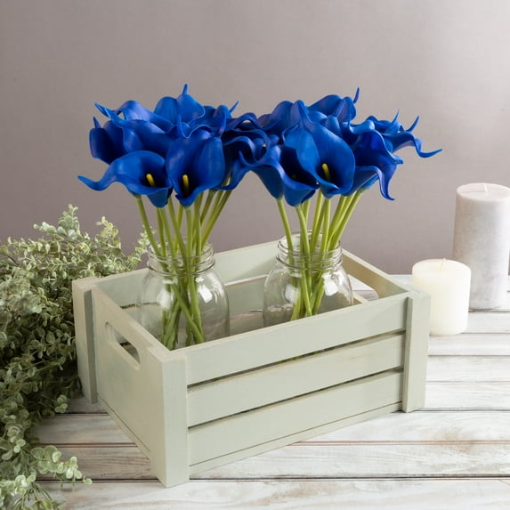 Pure Garden Artificial Calla-Lily with Stems - Real Touch Fake Flowers for Home Decor, Wedding, Bridal/Baby Shower, More- 24 Pc Set (Royal Blue)